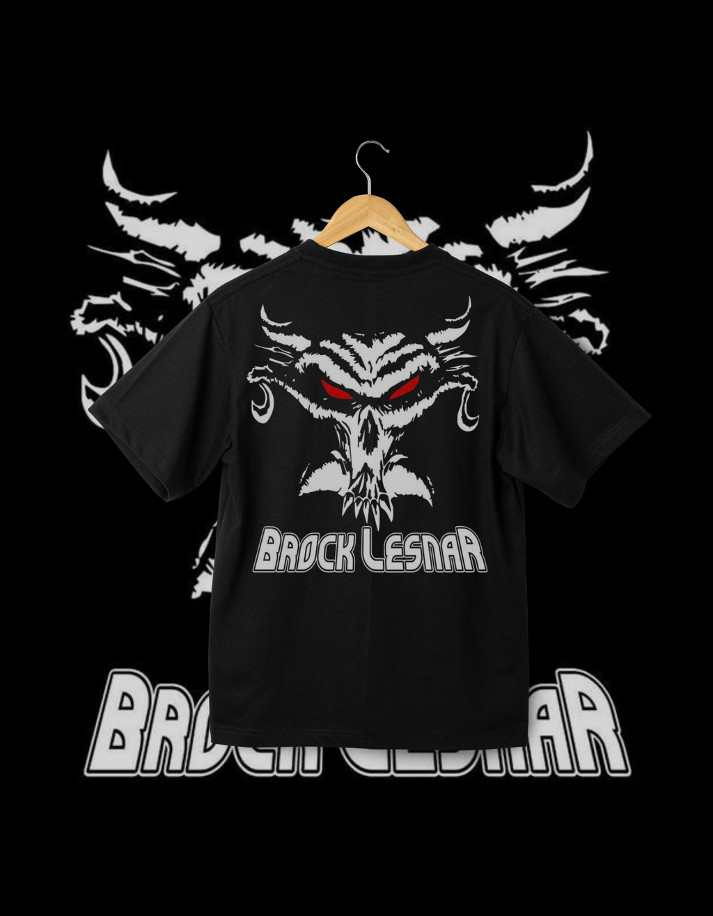 Brock Lesnar "The Beast" Skull Logo Red Eyes Black Wrestling T-Shirt