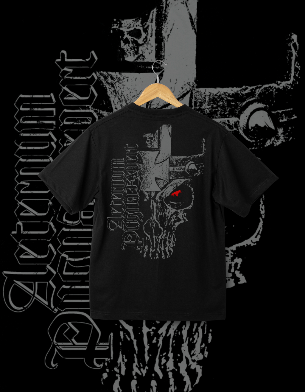 Triple H "Actenum Pugnus Expert" Skull Profile Black Wrestling T-Shirt