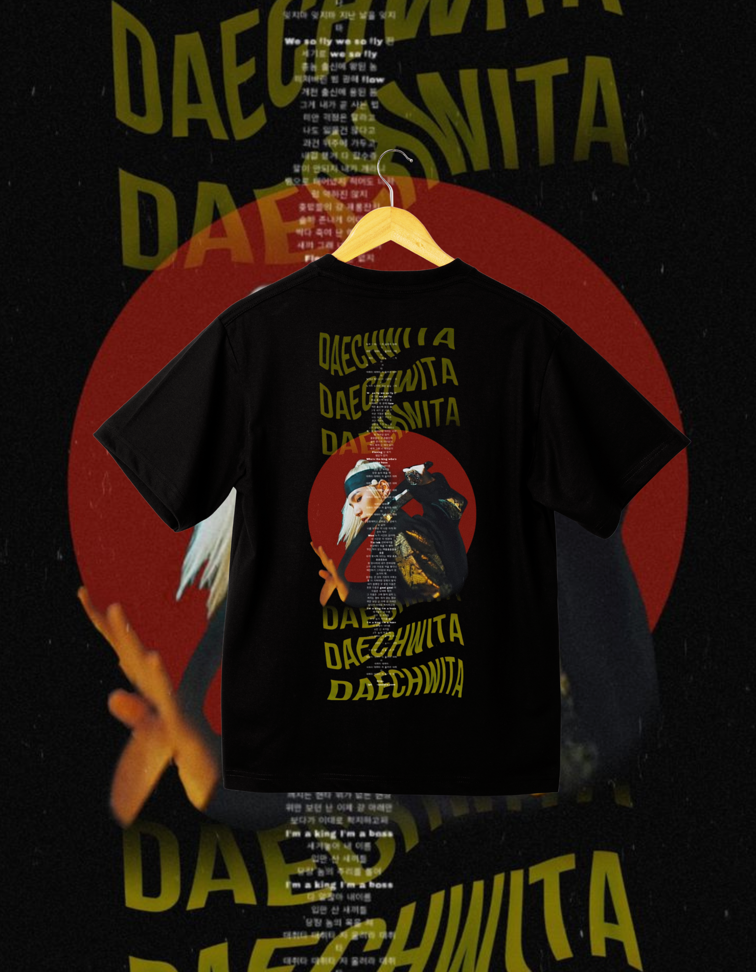 Agust D Daechwita Black Back Print T-Shirt BTS Suga Merch