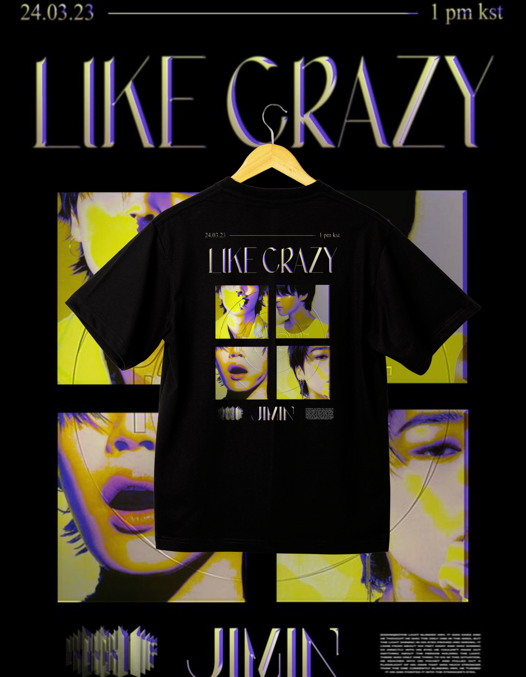 BTS Jimin 'Like Crazy' Solo Black T-Shirt Album Merch