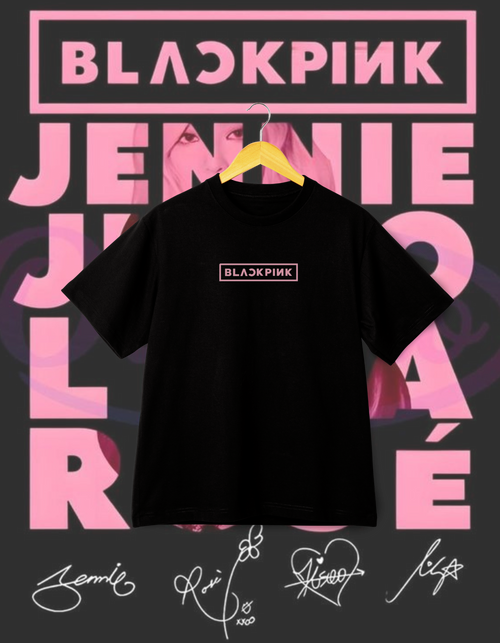 BLACKPINK Member Names & Signatures Black T-Shirt BLINK Merch