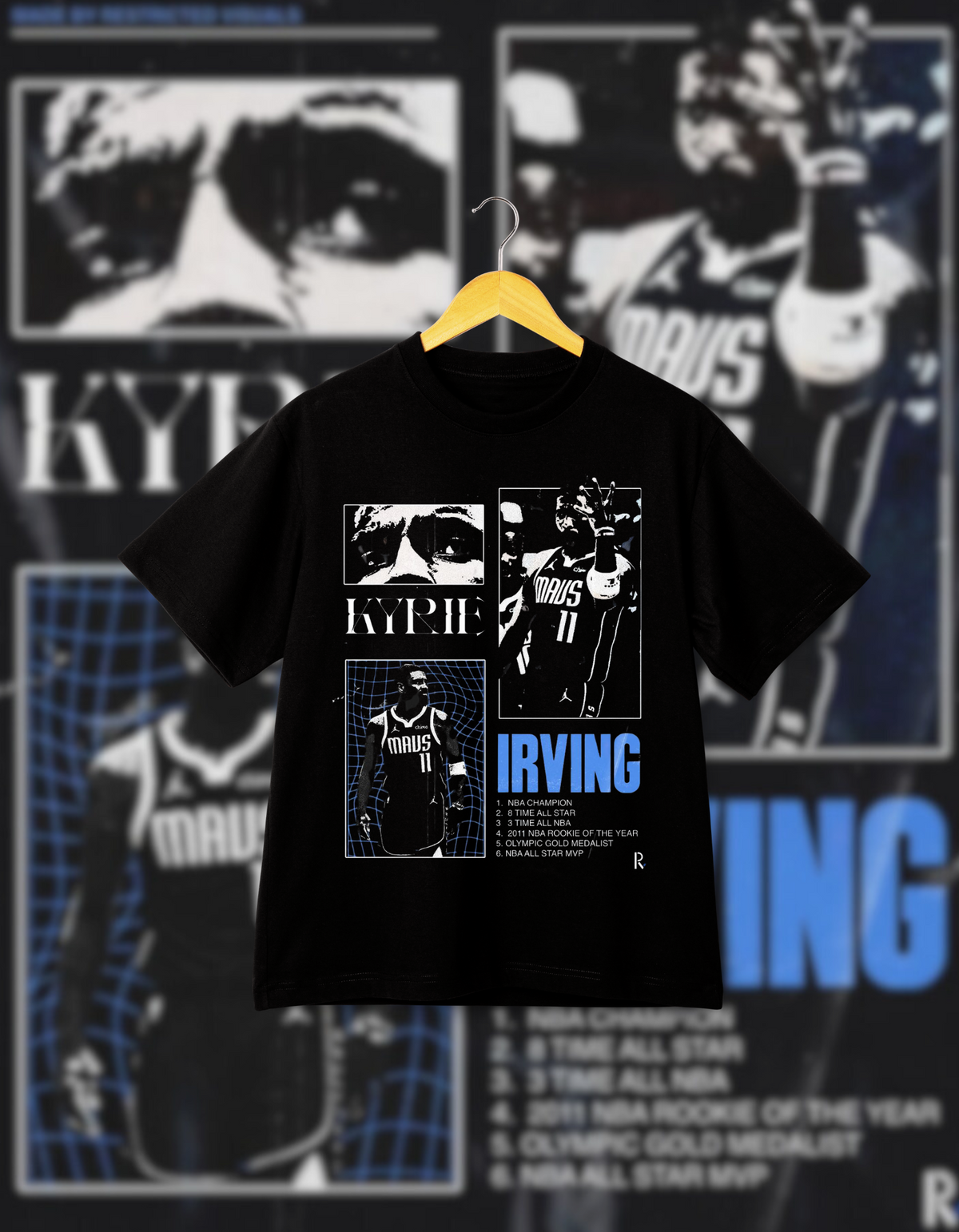 Kyrie Irving Dallas Mavericks Block Drop Shoulder T-Shirt